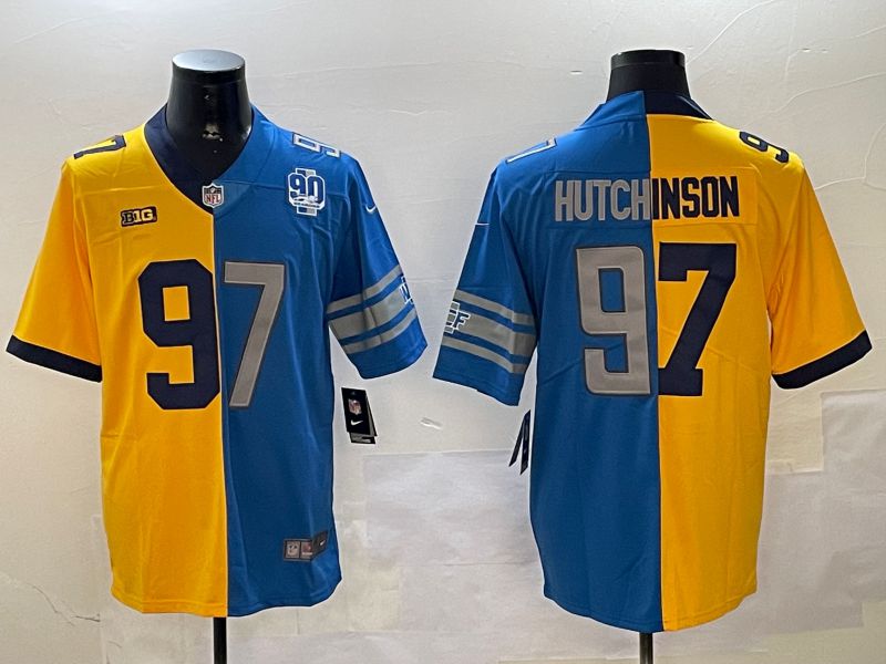 Men Detroit Lions #97 Hutchinson Blue yellow 2024 Nike Limited NFL Jersey style 3->detroit lions->NFL Jersey